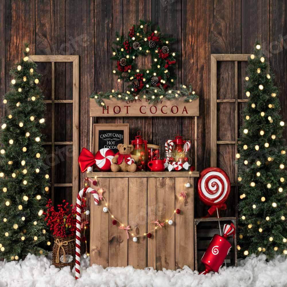 Kate Fondo de invierno de madera de chocolate caliente navideño diseñado por Emetselch