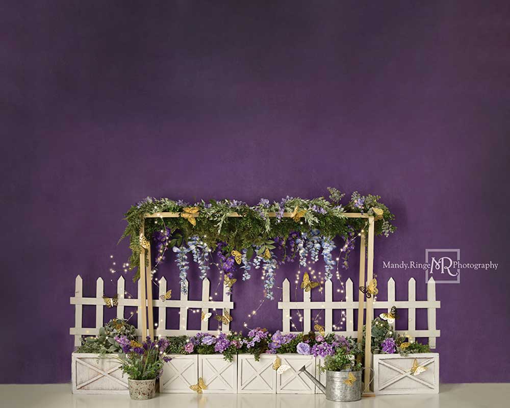 Kate Fondo de valla de mariposas de oro púrpura diseñado por Mandy Ringe Photography