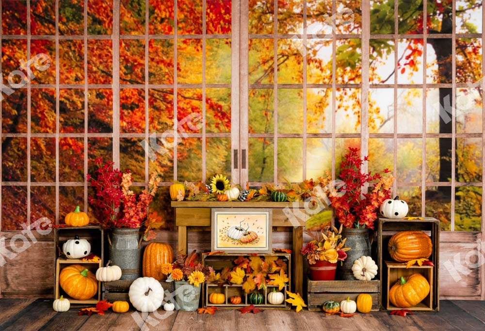 Kate Telón de fondo de ventana de calabaza de otoño Diseñado por Uta Mueller Photography