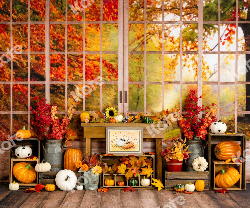 Kate Telón de fondo de ventana de calabaza de otoño Diseñado por Uta Mueller Photography