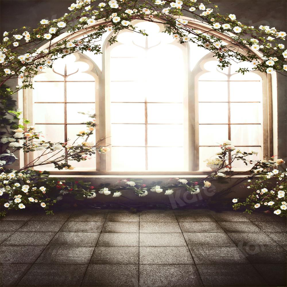 Kate flores ventana boda Telón de fondo para fotografía