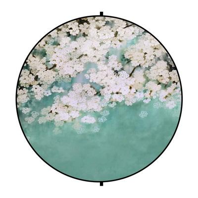 Cargar imagen en el visor de la galería, Kate blue abstract + flowers round telón de fondo mixto plegable para fotografía de bebé 1.5x1.5m