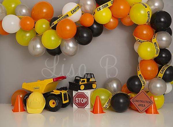 Katebackdrop£ºKate Construction Birthday Balloon Backdrop for Photography Designed by Lisa B