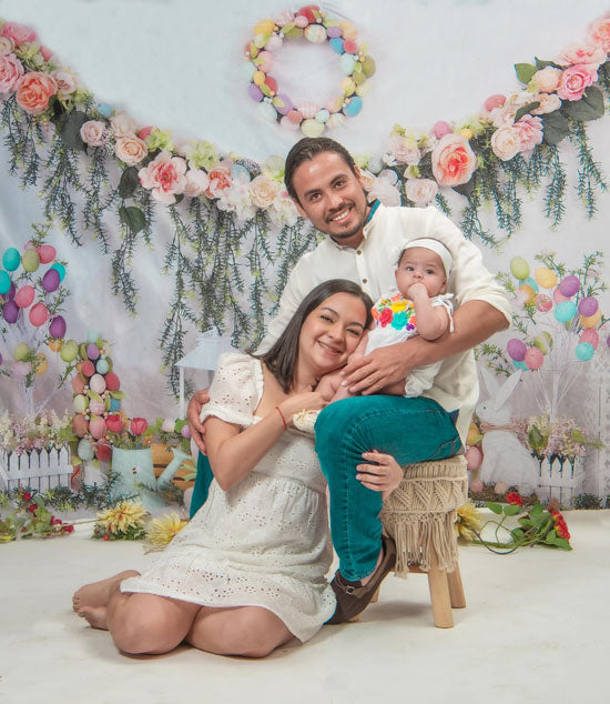 Kate Pascua con conejos Fondo floral para fotografía