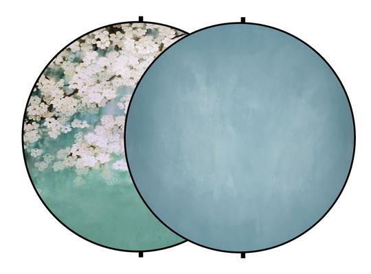 Kate blue abstract + flowers round telón de fondo mixto plegable para fotografía de bebé 1.5x1.5m