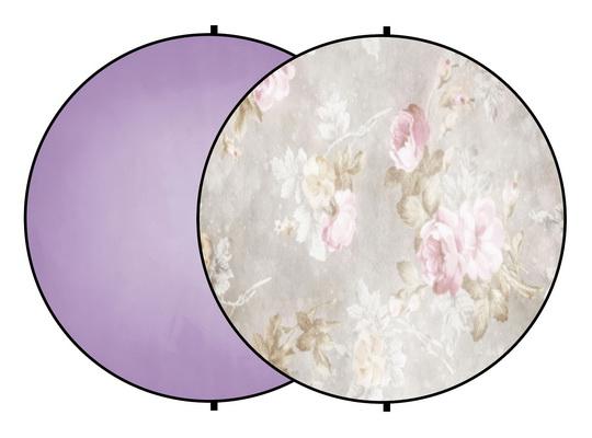 Kate púrpura abstracto / flores blancas redondas mixtas telón de fondo plegable para fotografía de bebé 1.5x1.5m