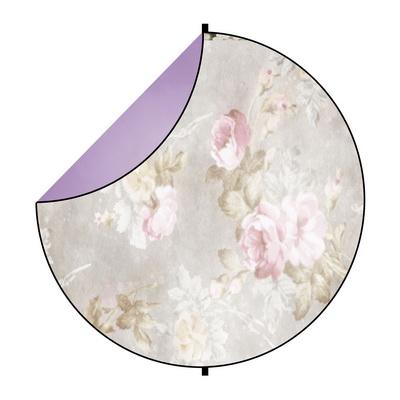 Cargar imagen en el visor de la galería, Kate púrpura abstracto / flores blancas redondas mixtas telón de fondo plegable para fotografía de bebé 1.5x1.5m