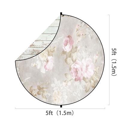 Kate madera blanca / flores redondo telón de fondo plegable mixto para fotografía de bebé1.5x1.5m