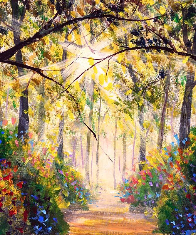Kate bellas artes grove path primavera otoño telón de fondo Diseñado por GQ