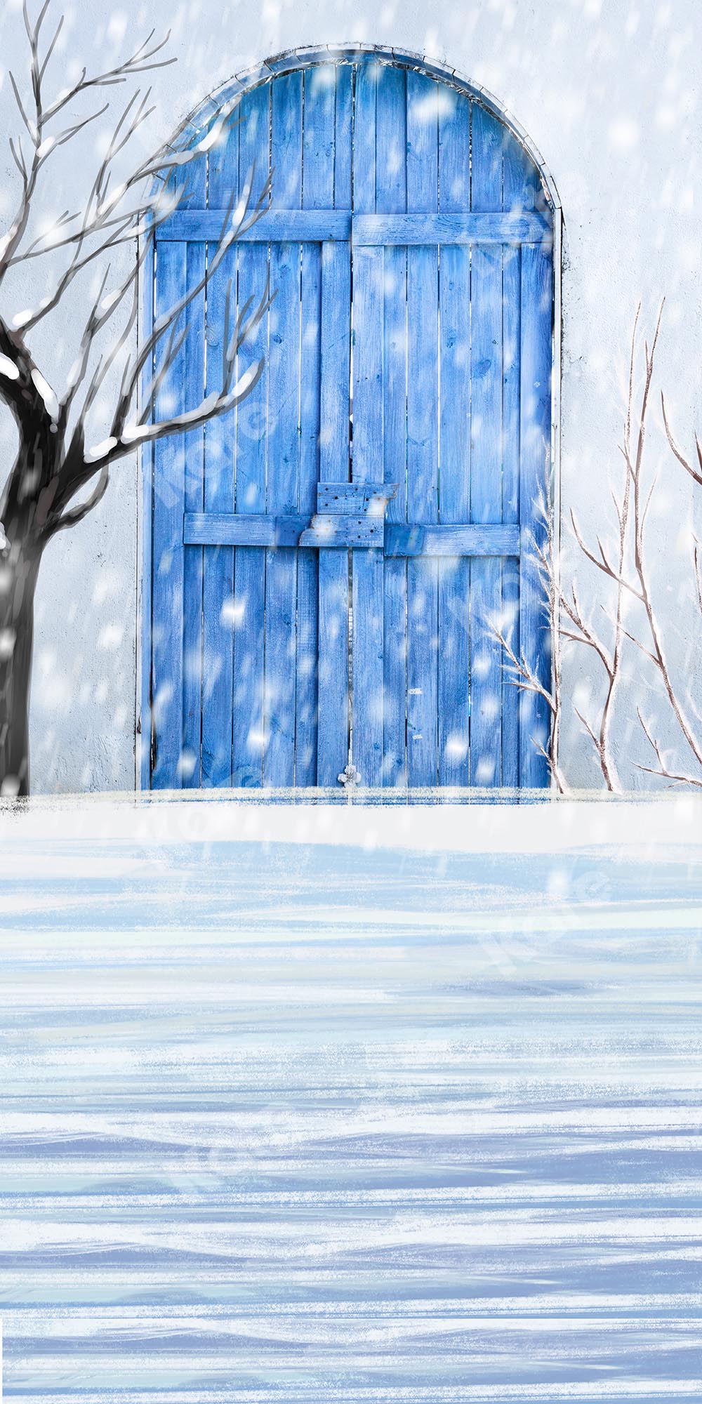 Kate Fondo de puerta azul de nieve de invierno de barrido diseñado por Chain Photography
