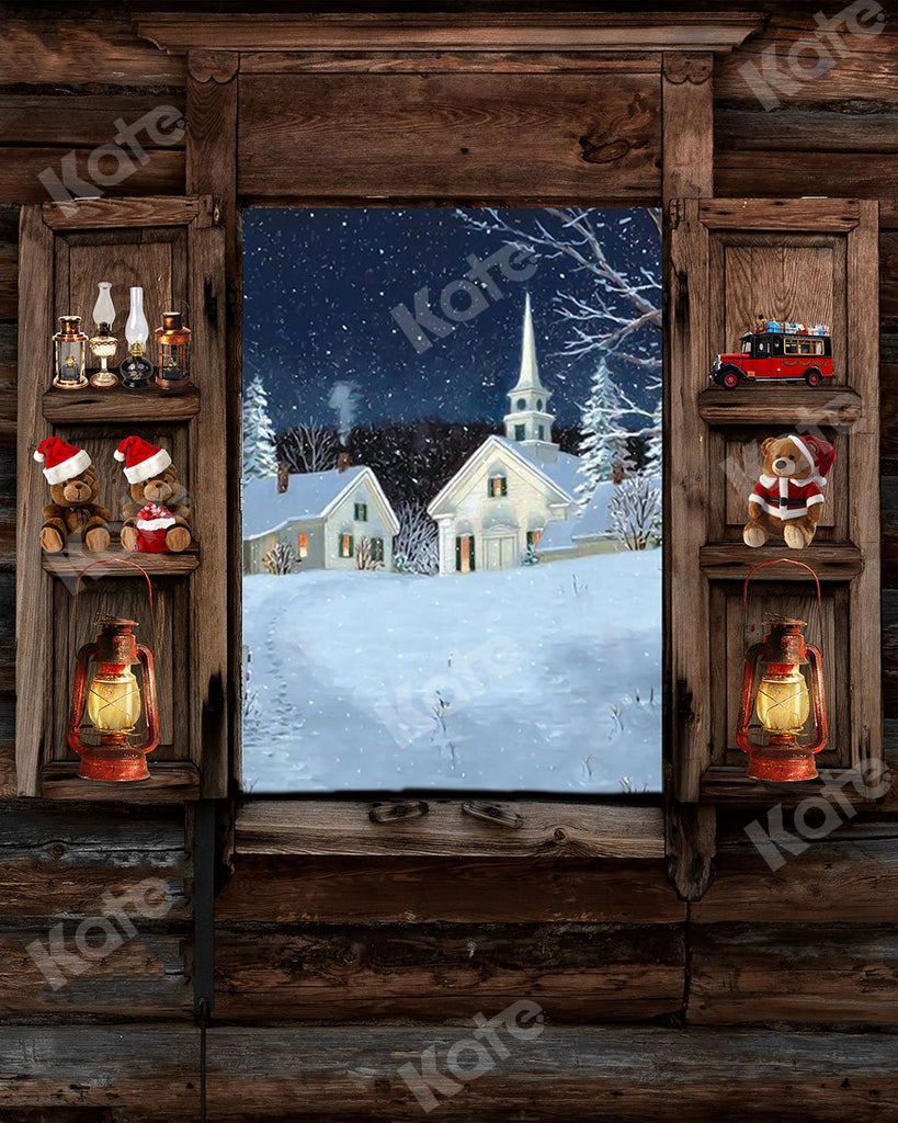 Kate Fondo de Navidad con ventana de madera de cervezas diseñado por Chain Photography