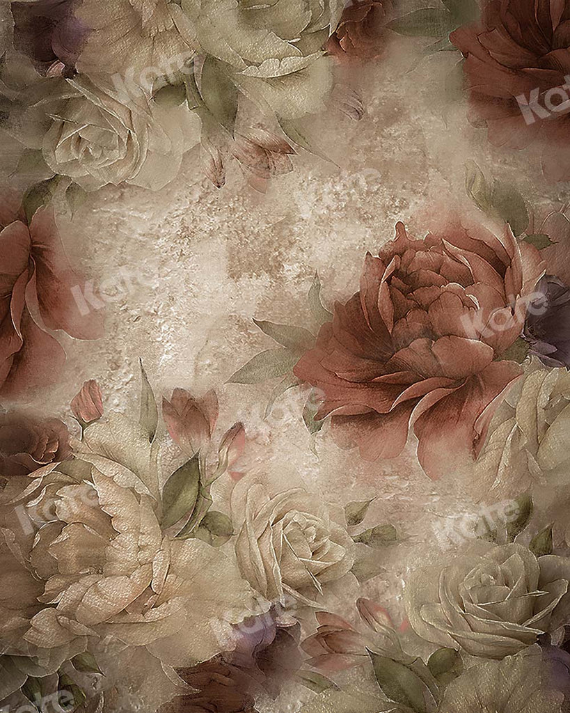 Kate Telón de fondo de peonía retro de bellas artes florales diseñado por GQ