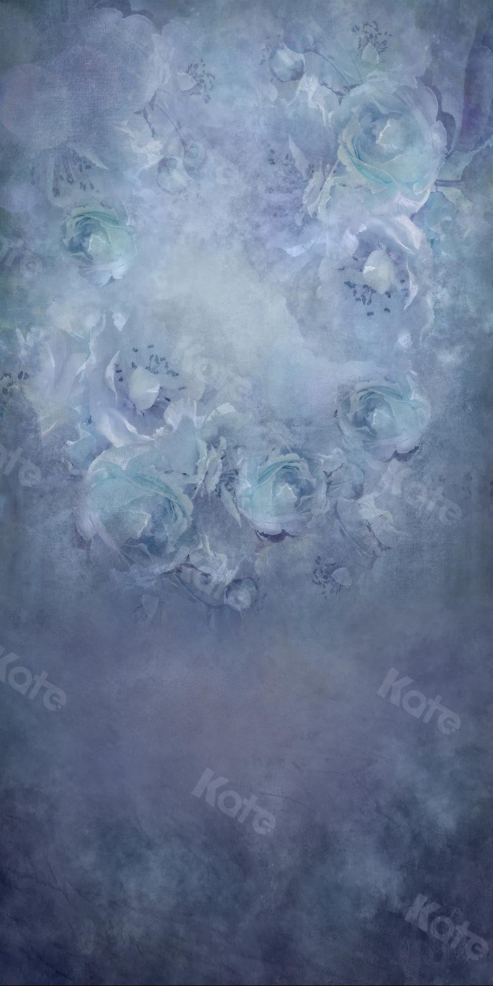 Kate Telón de fondo de niña de flores de madre azul gris floral de bellas artes diseñado por Chain Photography