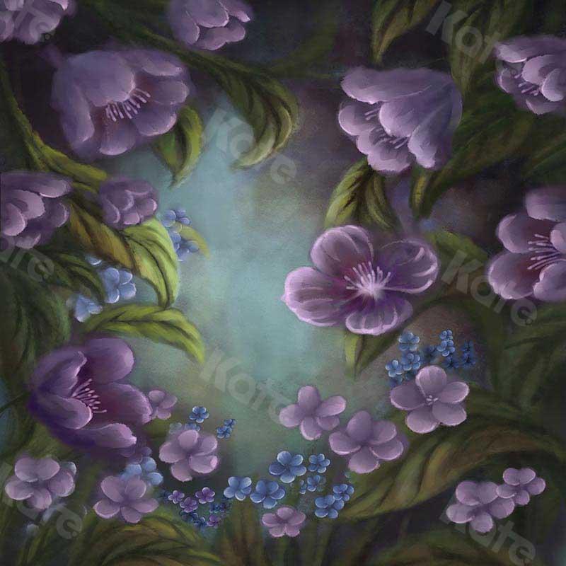 Kate Fine Art Flores florales Fondo de fantasía morado Diseñado por GQ