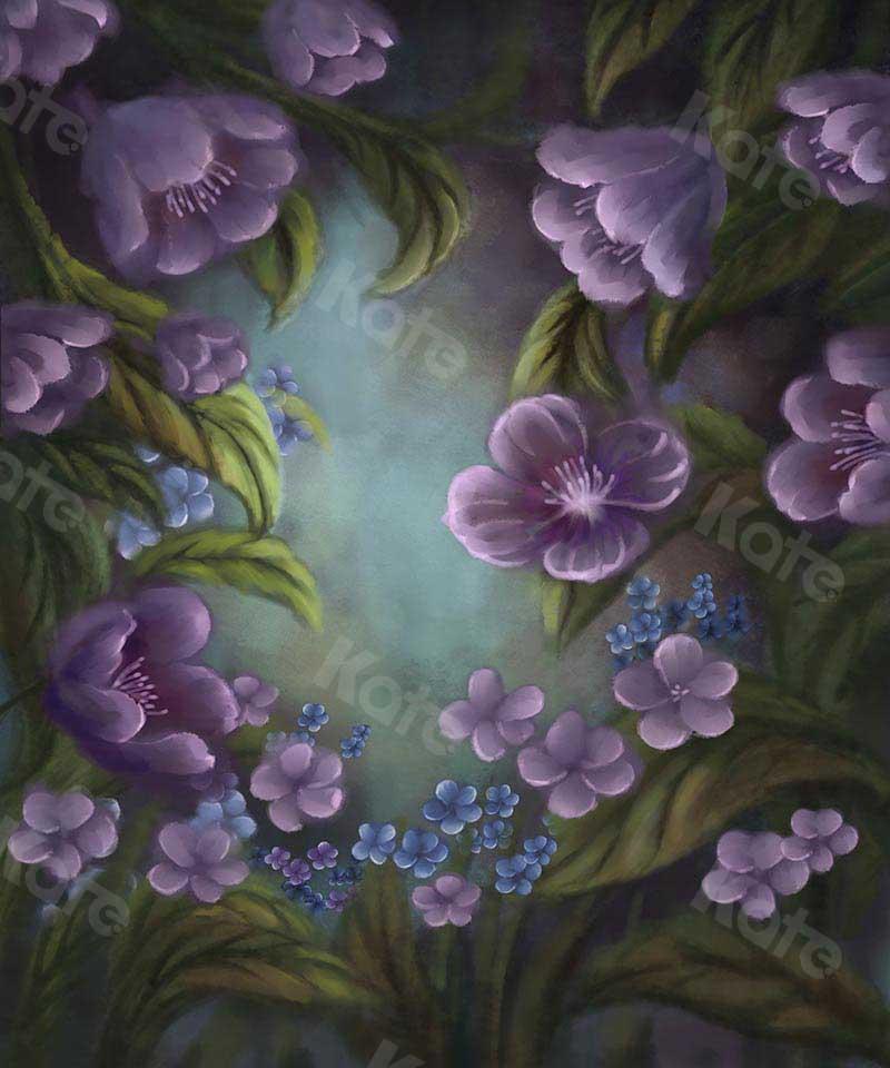 Kate Fine Art Flores florales Fondo de fantasía morado Diseñado por GQ