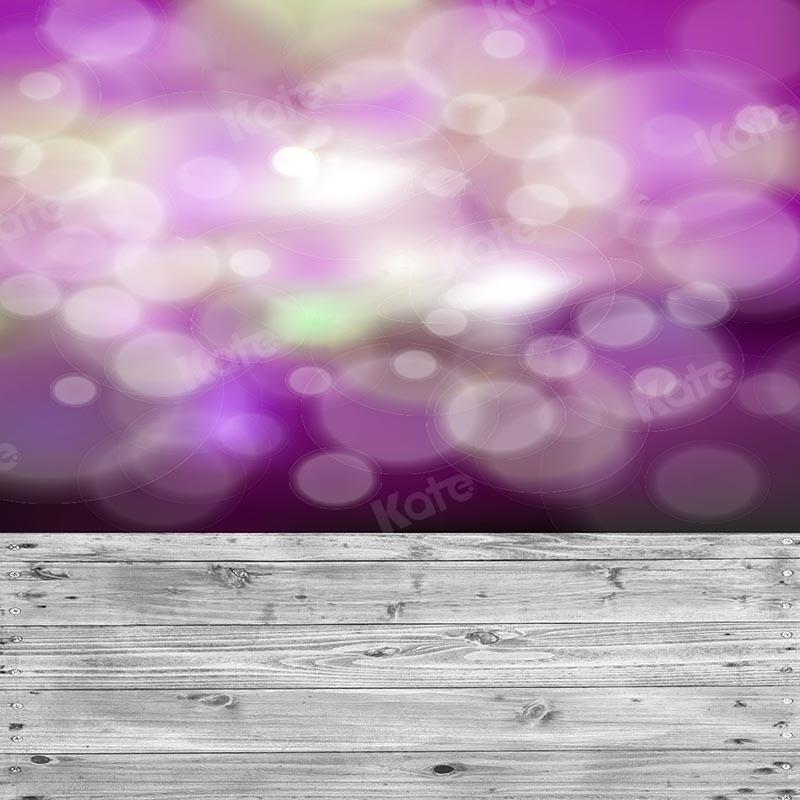 Kate Telón de fondo combinado bokeh púrpura boda fondo de madera plateada