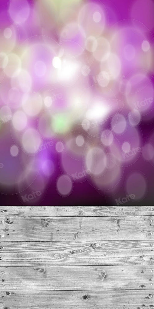 Kate Telón de fondo combinado bokeh púrpura boda fondo de madera plateada