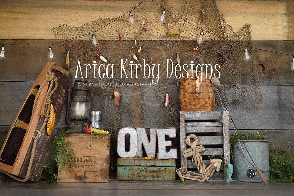 Cargar imagen en el visor de la galería, Katebackdrop£ºKate Children 1st Birthday Go Fishing  Backdrop for Photography Designed By Arica Kirby