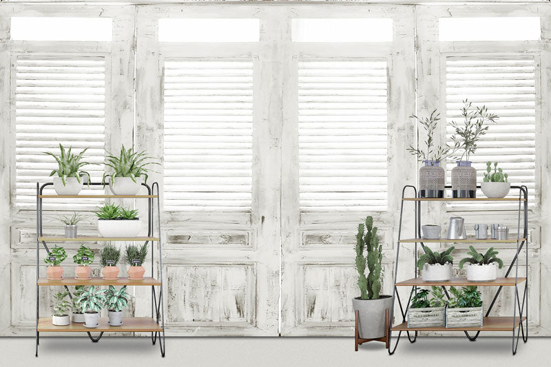 Kate Telón de fondo de habitación de ventana blanca de flor de primavera diseñado por Claire
