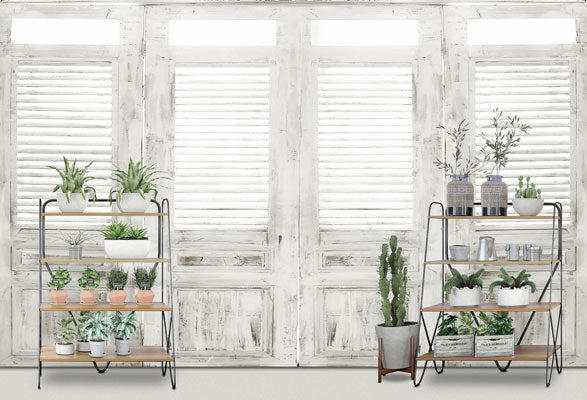 Kate Telón de fondo de habitación de ventana blanca de flor de primavera diseñado por Claire