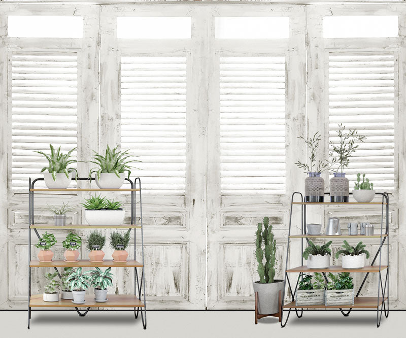 Kate Telón de fondo de habitación de ventana blanca de flor de primavera diseñado por Claire