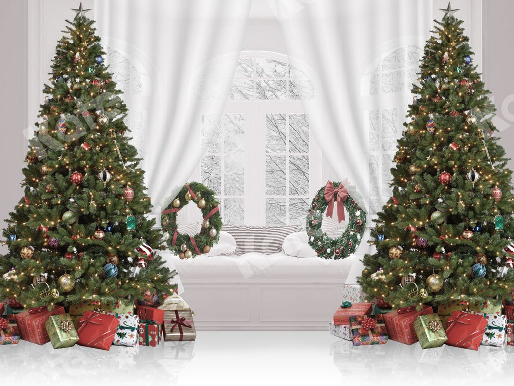 Kate Ventana de fondo navideño y árboles de Navidad diseñados por JS Photography