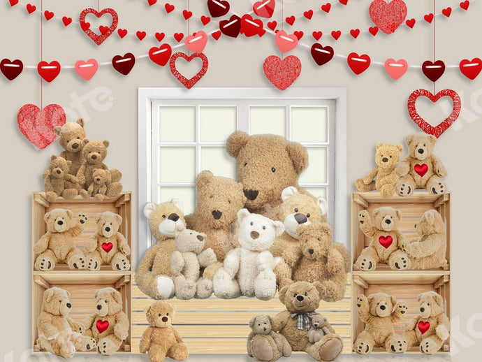 Kate Telón de fondo de amor de oso de peluche de San Valentín para fotografía