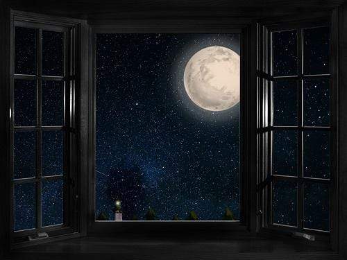 Katebackdrop£ºKate Window Night with Moon and Star View Backdrop Designed By Jerry_Sina
