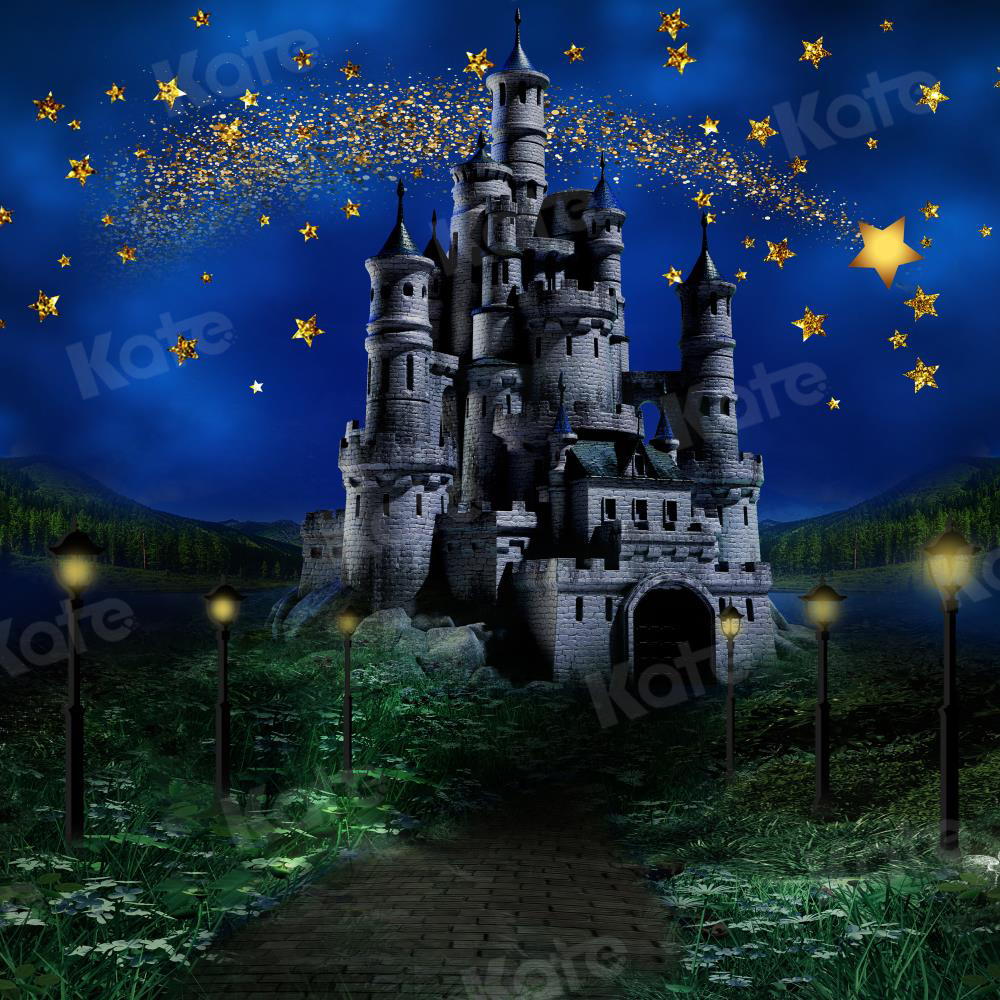 Kate cielo nocturno estrella castillo niños telón de fondo diseñado por Jerry_Sina