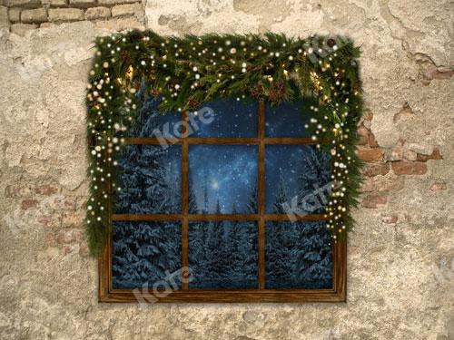 Kate Telón de fondo de Navidad Pared de ladrillo con ventana diseñada por JS Photography
