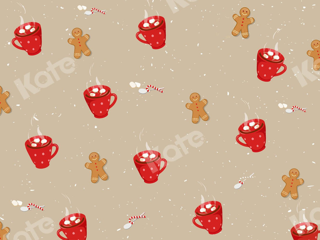 Kate Fondo de crema de cacao caliente de hombre de pan de jengibre de Navidad para fotografía