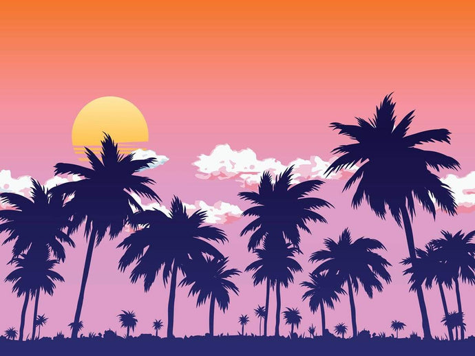 Katebackdrop：Kate Summer Sunset by the Sea Coconut Tree Backdrop for Photography Designed by JFCC