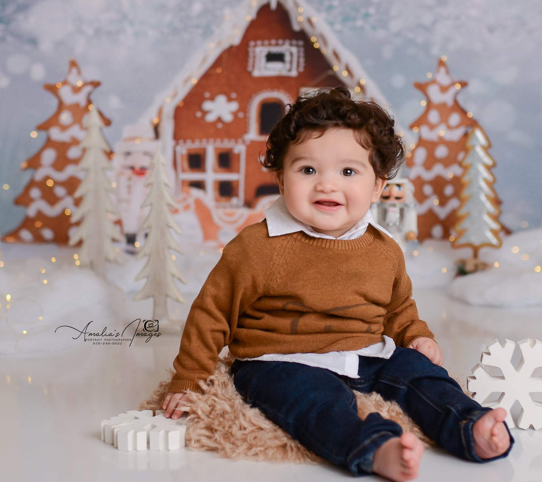 Cargar imagen en el visor de la galería, Kate Casa de pan de jengibre navideña como telón de fondo para fotografía Navidad