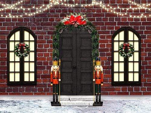 Katebackdrop£ºKate Christmas Door with Windows Brick Wall Backdrop for Photography Designed by JFCC