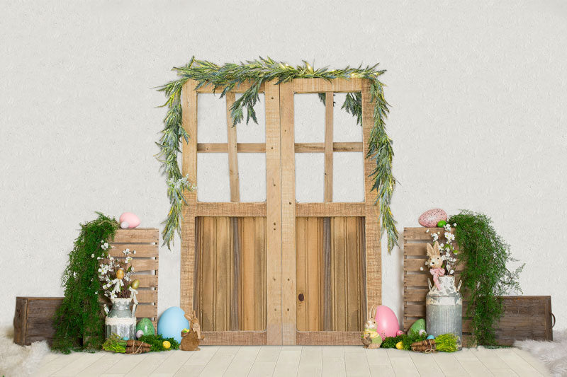 Kate pascua granero puerta primavera decoración telón de fondo