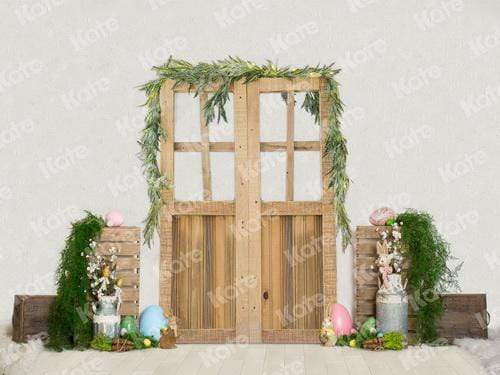 Katebackdrop：Kate Easter Barn Door Spring Decoration Backdrop