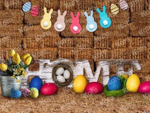 Katebackdrop£ºKate Easter Colorful Eggs Haystack Decoration Backdrop