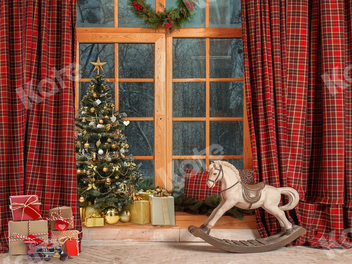 Kate Telón de fondo de árbol de Navidad de ventana para fotografía