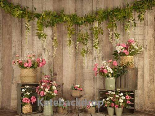 Katebackdrop£ºKate Pink Floral Wooden Spring/Mother's Day Backdrop Designed by Jia Chan Photography