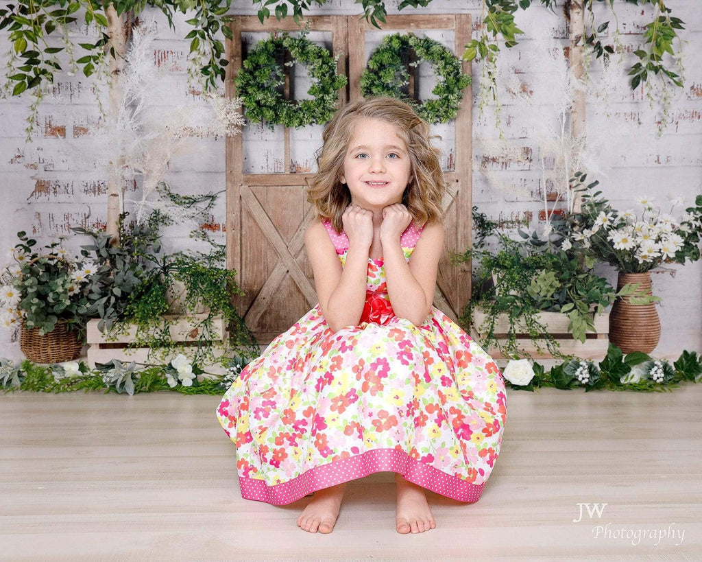 Katebackdrop：Kate Spring Green Plants Barn Door Backdrop Designed by Jia Chan Photography