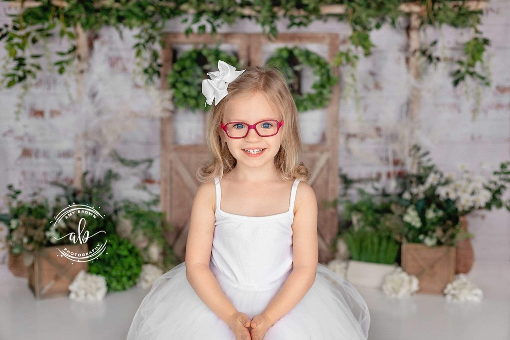 Katebackdrop：Kate Spring Green Plants Barn Door Backdrop Designed by Jia Chan Photography