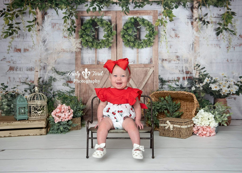 Katebackdrop：Kate Spring Green Plants Barn Door Backdrop Designed by Jia Chan Photography