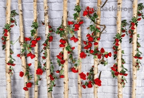Cargar imagen en el visor de la galería, Katebackdrop£ºKate Valentines\Mother&#39;s Day Wooden Stick with Roses Backdrop Designed by Jia Chan Photography