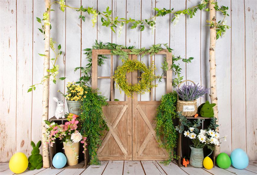 Kate floral puerta de granero telón de fondo de Pascua Diseñado por Jia Chan Photography