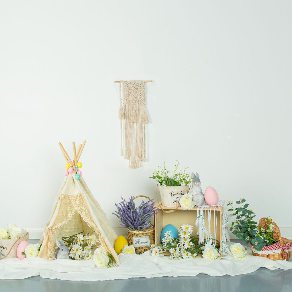 Kate Telón de fondo de decoración de huevo floral de primavera \ Pascua