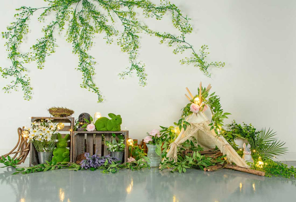Kate Primavera \ Pascua Fondo de hojas verdes diseñado por Jia Chan Photography
