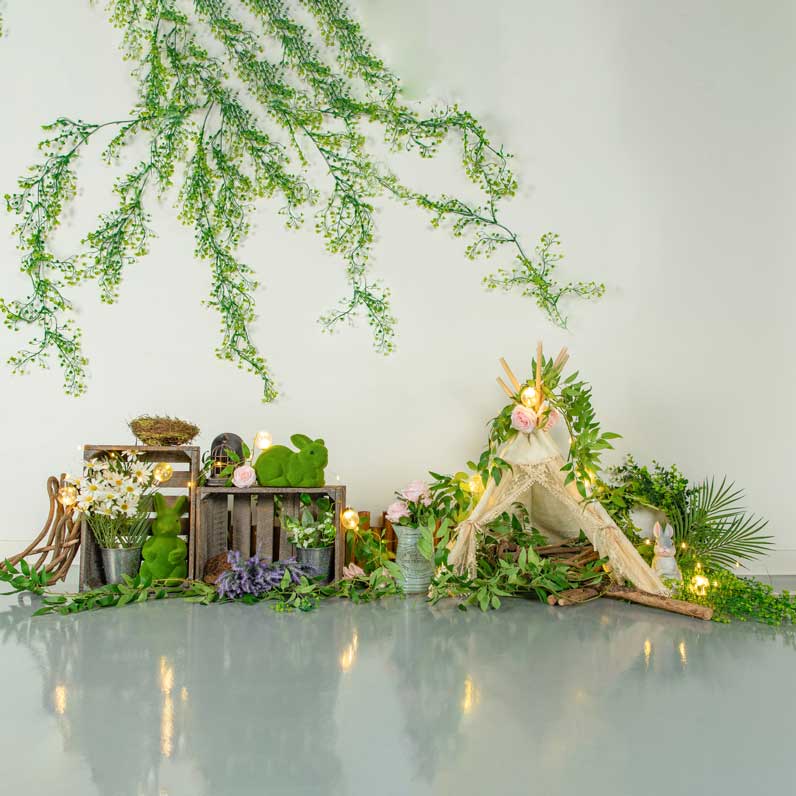 Kate Primavera \ Pascua Fondo de hojas verdes diseñado por Jia Chan Photography
