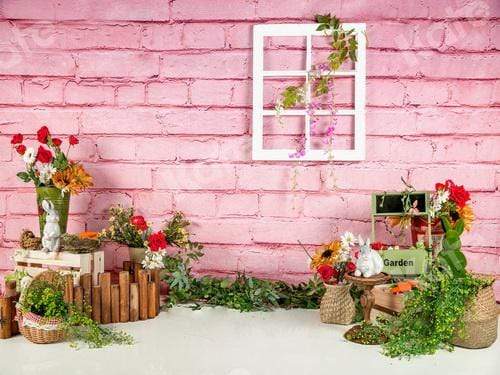 Katebackdrop£ºKate Spring Flowers Pink Brick Wall Mother's Day Backdrop Designed by Jia Chan Photography