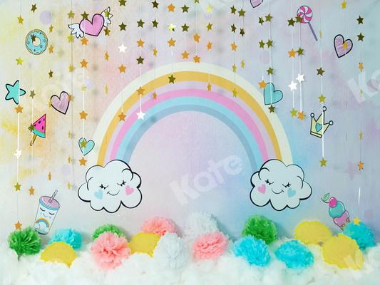 Kate arco iris nube y estrellas bebé telón de fondo Diseñado por Jia Chan Photography