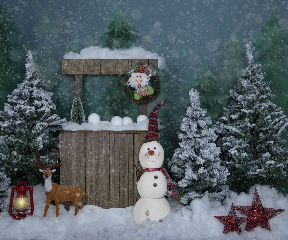 Kate Fondo al aire libre del muñeco de nieve de Navidad diseñado por Jia Chan Photography